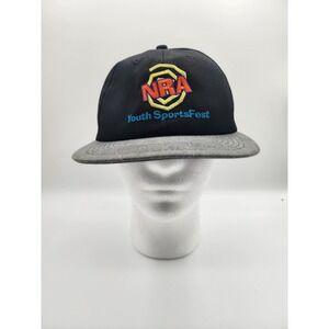 NRA youth sports fest snap‎ back black vintage embroidered ball cap hat grey